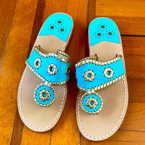 Turquoise & Gold Jack Rodgers Leather Sandals